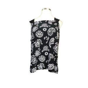 Slinky Brand Size 3X Plus Size Black White Stretchy Print Flowy Blouse Top